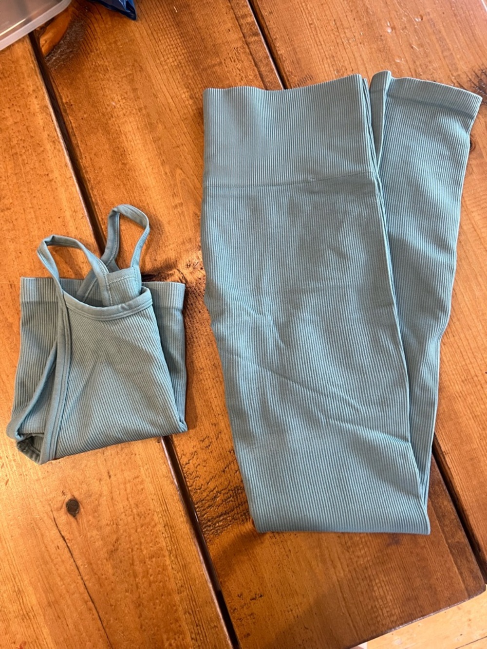 TNA Woman’s Ribbed Leggings & Tank in Sage - Picture 3 of 7